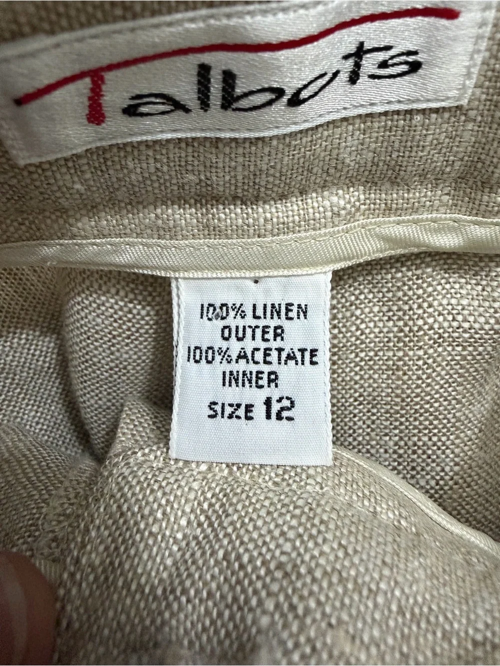 Talbots 100% Linen Pleated Wide Leg Trousers Tan High Rise Size 12